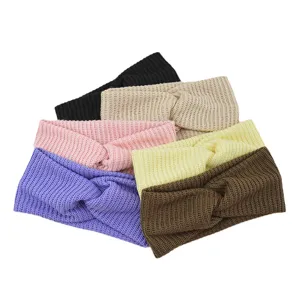 Juego de diadema trenzada de punto para mujer, banda elástica ancha para yoga y deporte diario.