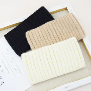 Solid color knitted wide hairband winter warm ribbed headband soft fashion hair accessories