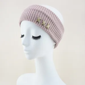Fascia per capelli in maglia con strass larga calda accessorio moda donna uso quotidiano