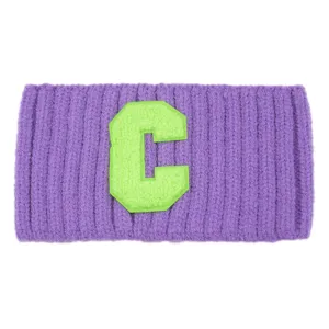 Fascia Lavorata a Maglia Viola Ampia A Righe Capelli Banda con Verde Lettera C Accessorio