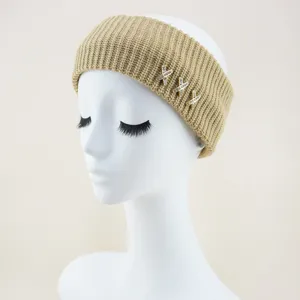 Fascia lavorata a maglia per donna inverno caldo cerchietto con croce in strass accessorio capelli