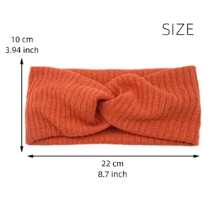 Fascia per capelli in maglia a costole unicolore, scaldaorecchie comodo, 22x10cm
