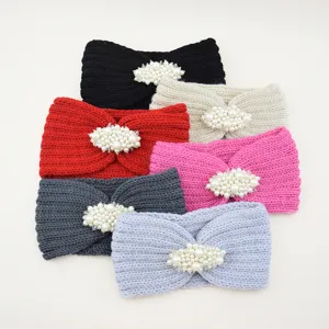 Bandeau de perles tricoté bandeau d'hiver chaud accessoires de cheveux pour femmes chic
