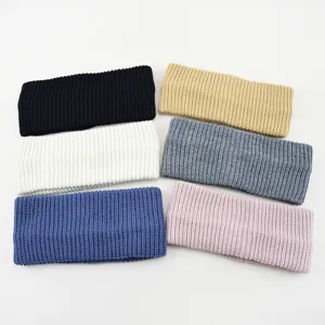 Solid color knitted headband ribbed elastic hair band winter warm hair accessories for daily wear.