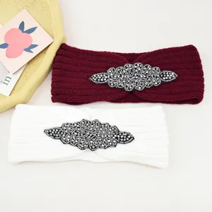 Fascia in maglia con strass da donna, fascia calda invernale, eleganti accessori per capelli chic