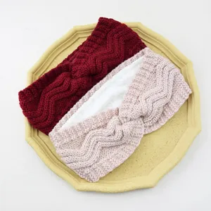 Soft Fleece Lined Cross Knitted Headband Thick Winter Warm Ear Warmer Hair Band