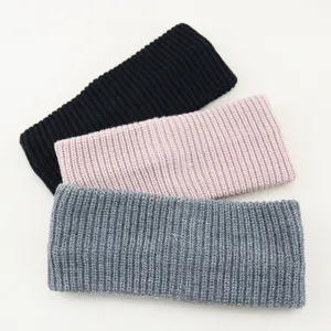 Knitted solid color hairband set, vertical rib headband for daily wear and face washing.
