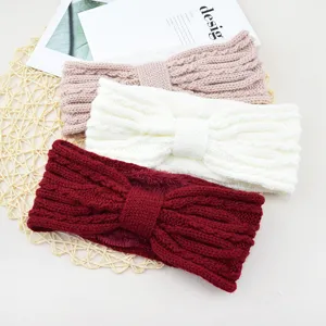 Cozy knitted winter headband set with plush lining, warm fleece ear warmer bow hair band for women.
