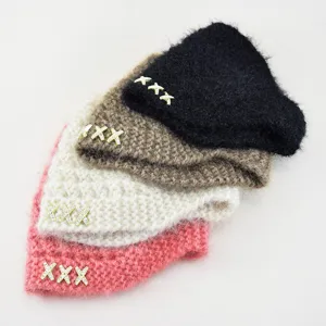 Fascia in maglia morbida inverno calda paraorecchie strass accessori capelli chic