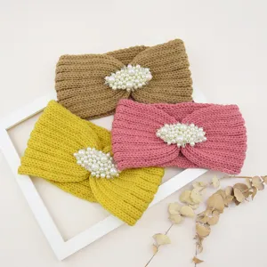 Bandeau tricoté en perles bandeau de cheveux chaud d'hiver accessoires tressés pour femmes
