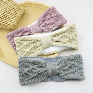 Πλεκτό fleece headband με φιόγκο, ζεστό χειμωνιάτικο κάλυμμα αυτιών και αξεσουάρ.