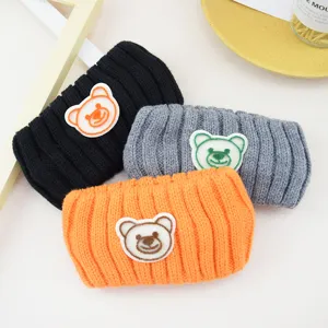 Knitted bear headband for women, stylish wide hair hoop for daily face washing and casual outdoor wear.