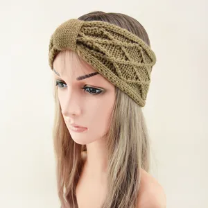 Πλεκτό χειμερινό headband για γυναίκες, ζεστό κάλυμμα αυτιών με σχέδιο ρόμβους.