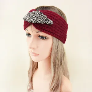 Cerchietto in tessuto con strass per donne, fascia invernale calda e spessa, elegante accessorio.
