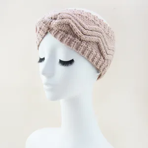 Knit headband winter warm ear protection cross wavy design hair accessory daily wear