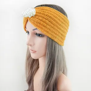 Bandeau tricoté en perles pour femmes, bandeau tressé chaud d'hiver élégant pour yoga et lavage visage