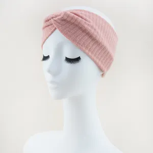 Fascia per capelli incrociata a costine rosa tinta unita per yoga sport lavaggio viso