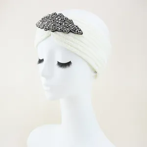 Inverno caldo fascia in maglia con strass elegante accessorio per capelli moda fascia
