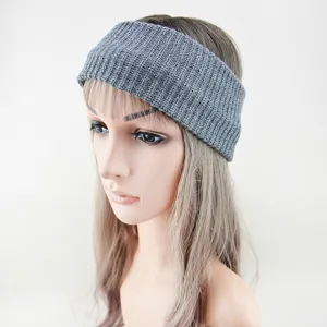 Grey knitted ribbed headband detail showing textured wool fabric and comfortable fit.