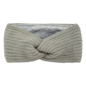 Knitted fleece-lined cross headband for winter warmth, stylish grey ear warmer hair accessory