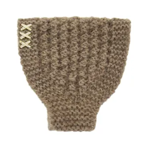 Fascia in maglia invernale marrone paraorecchie soffice con design a croce in strass vista principale