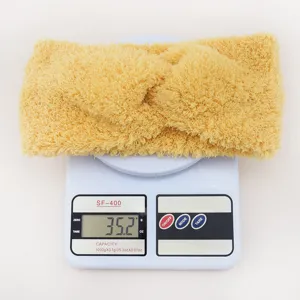 Pluesch Kreuz Stirnband dicker gestrickter Winter warmer Haarreif fuer Damen neu