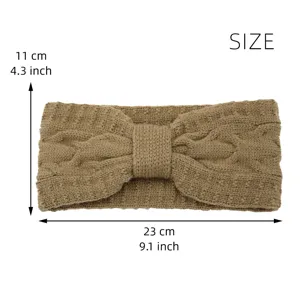 Fascia in maglia con fiocco, comodo accessorio per capelli invernali, fascia elastica.