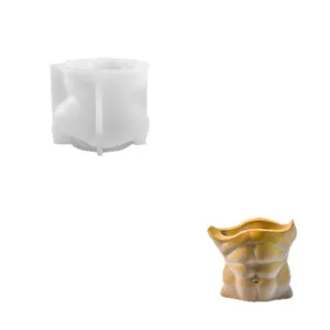 DIY human body torso silicone mold and finished flower pot for concrete resin plaster crafts