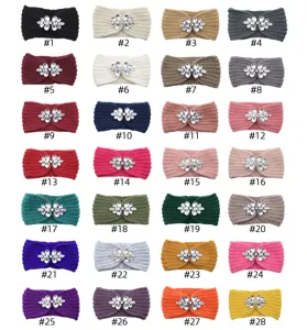 Knitted crystal rhinestone headband winter warm ear warmer hair band in assorted colors