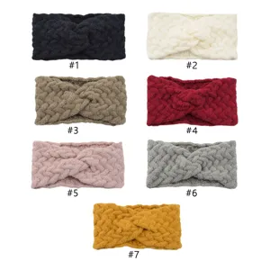 Knitted twist headband winter warm hair band thick wool fleece ear warmer for women cozy