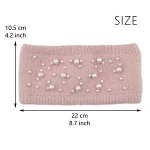 Strick Perlen Stirnband Kunstnerz warmes Winter Haarband elastisches Mode Accessoire