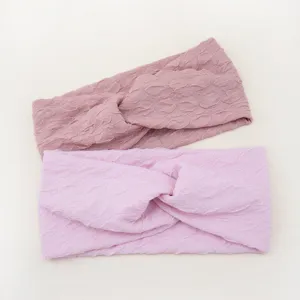 Soft bubble fabric twist headband for women, stylish double layer wide hair band yoga.