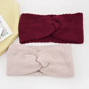 Gestreiftes Strick Stirnband Winter warmer Haarreif dicker Ohrenschützer Haarschmuck