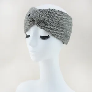 Graues gestricktes Stirnband Winter warmer Haarreif dicker Fleece Ohrenwärmer Haar-Accessoire