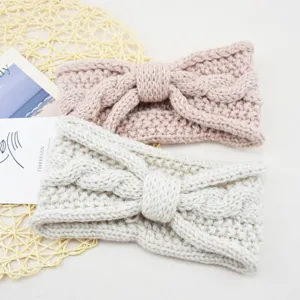 Knitted bow headband winter warm ear warmer twist hairband casual hair accessories.