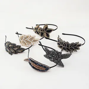 Handmade crystal rhinestone headbands alloy thin hair hoops elegant hair accessories for women