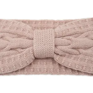 Fascia per capelli in maglia con fiocco donna, accessorio invernale accogliente, cerchietto rosa.