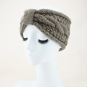 Knitted twist headband for women winter warm hair band solid color ear warmer fashion hair accessory