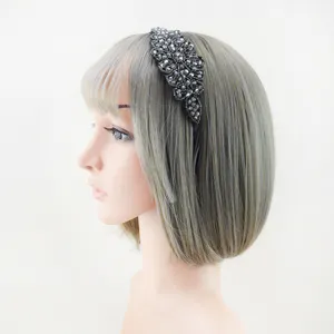 Exquisite crystal rhinestone headband for women, elegant handmade alloy hair hoop detail.