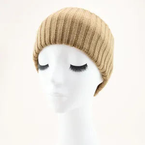 Bonnet tricoté rayé kaki mode hiver chaude accessoire de tête quotidien pour femme