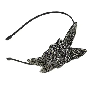 Handmade beaded crystal hair hoop elegant black rhinestone hair accessories for women party wear