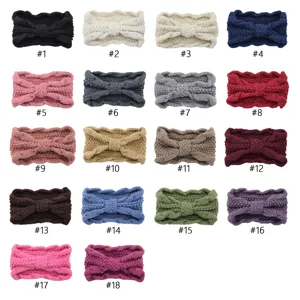 Πλεκτό headband φιόγκος χειμώνας ζεστό χοντρό μαλλιά μαλακό ελαστικό αξεσουάρ γυναικών