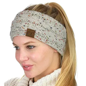 Fascia per capelli in maglia invernale paraorecchie con treccia per le donne