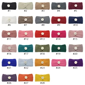 Knitted pearl headband color options, winter warm hair accessories for women sports yoga.