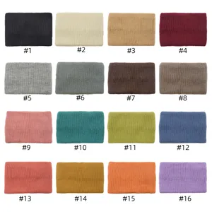 Solid color knitted headband wide winter warm hair accessory color set display detail