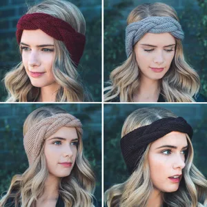 Gestreiftes Strick Stirnband Set, warmer Wolle Haarschmuck für Damen, elastische Haarbänder