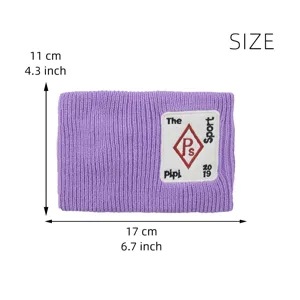 Bandeau de sport tricoté violet avec patch, large cerceau pour yoga et lavage du visage.