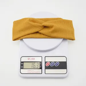 Yellow ribbed knit headband, breathable elastic hair band for daily sports and face washing.