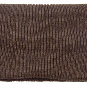 Knit headband detail view, brown winter ear warmer, soft stretchy hair accessory for daily.