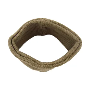 Knit headband detail showing soft texture, khaki double layer design for sports and yoga.